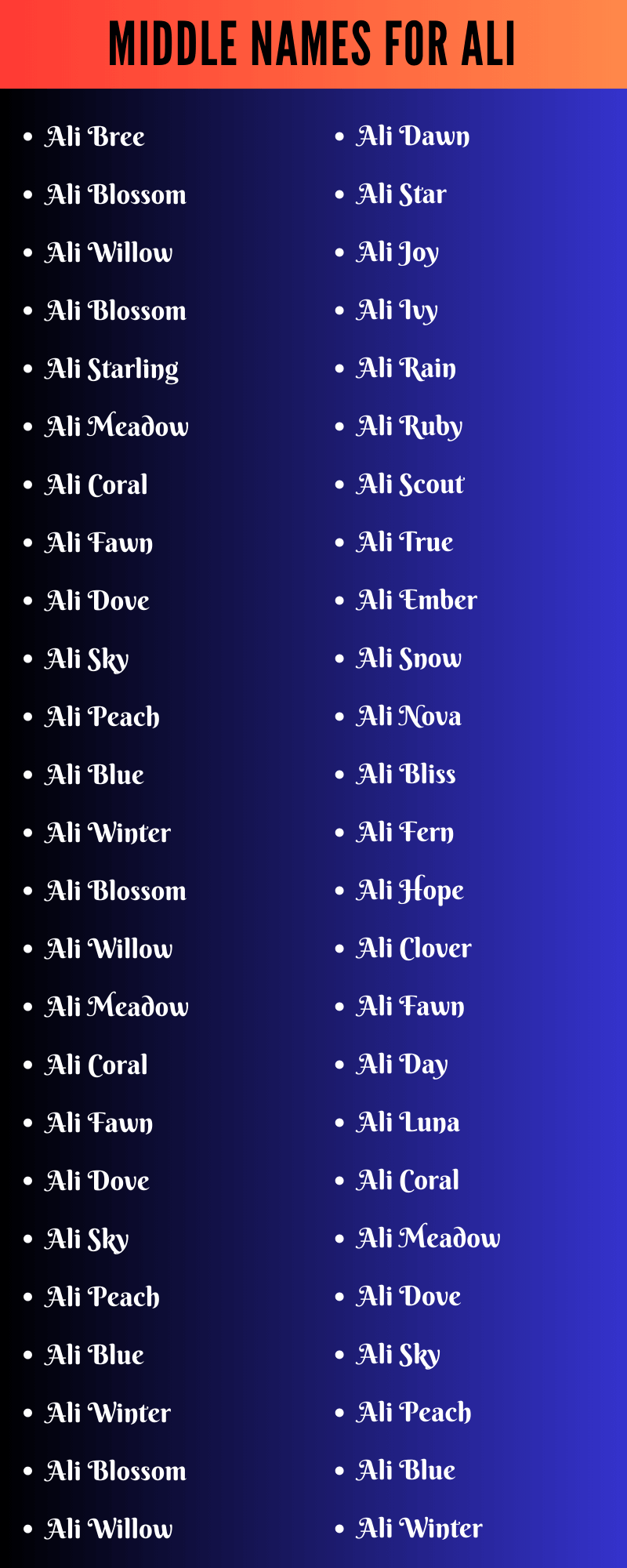 Middle Names For Ali