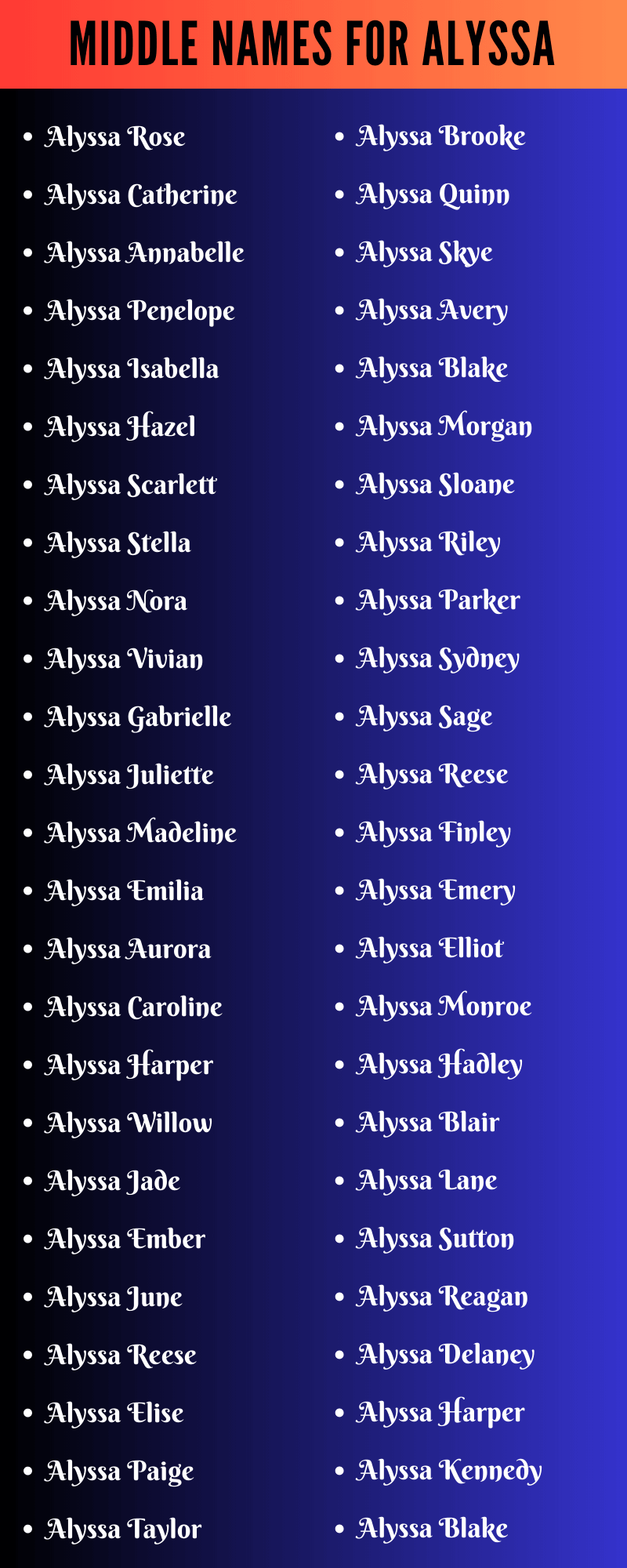 Middle Names For Alyssa