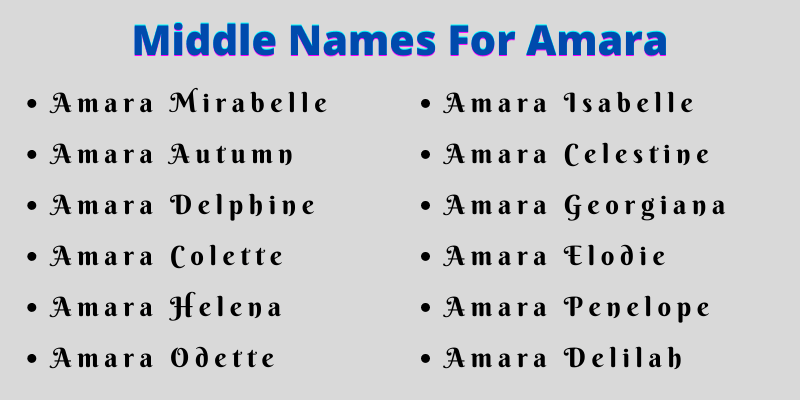 400 Middle Names For Amara