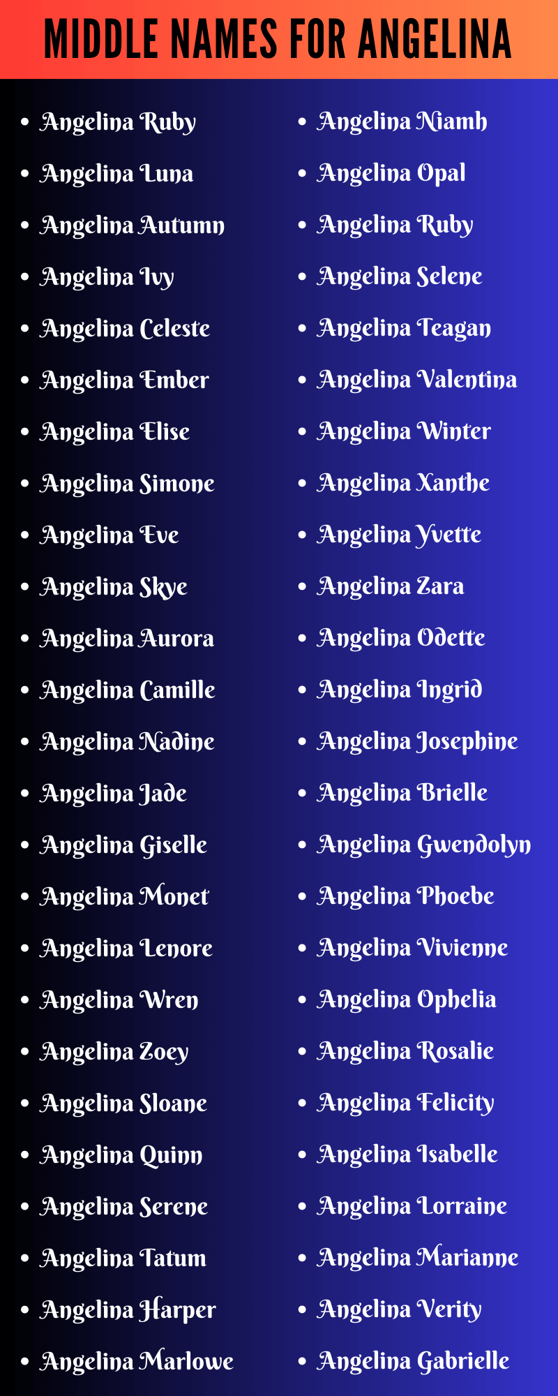 Middle Names For Angelina