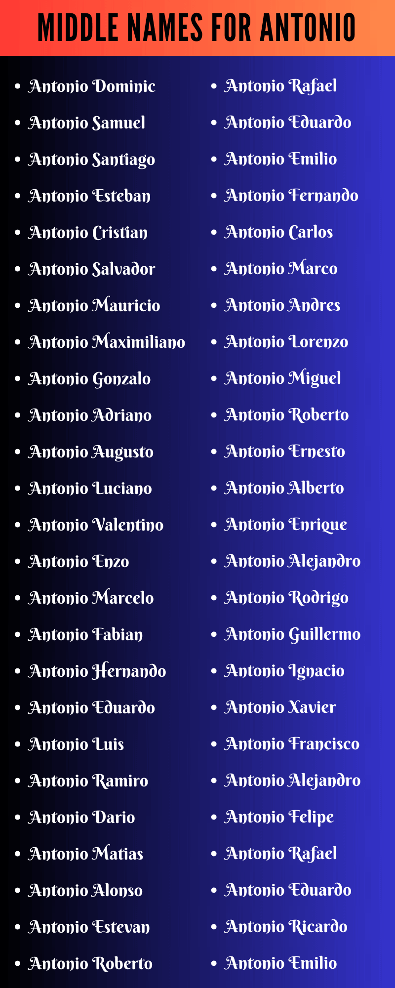Middle Names For Antonio
