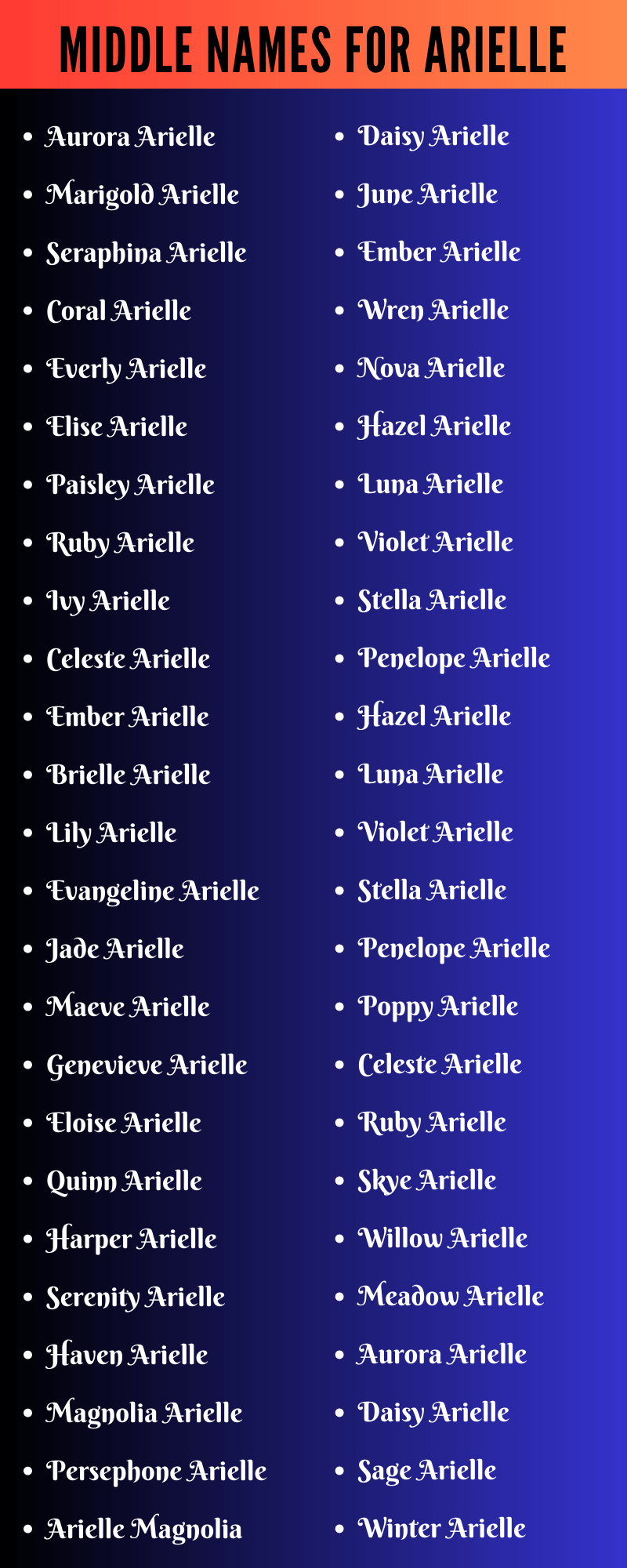 Middle Names For Arielle