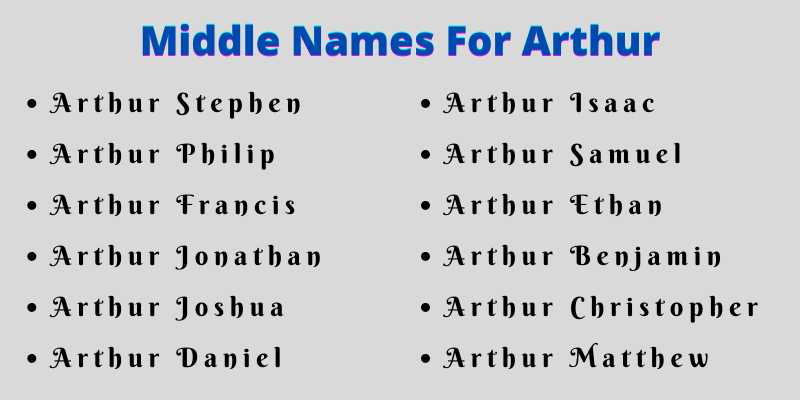 400 Creative Middle Names For Arthur