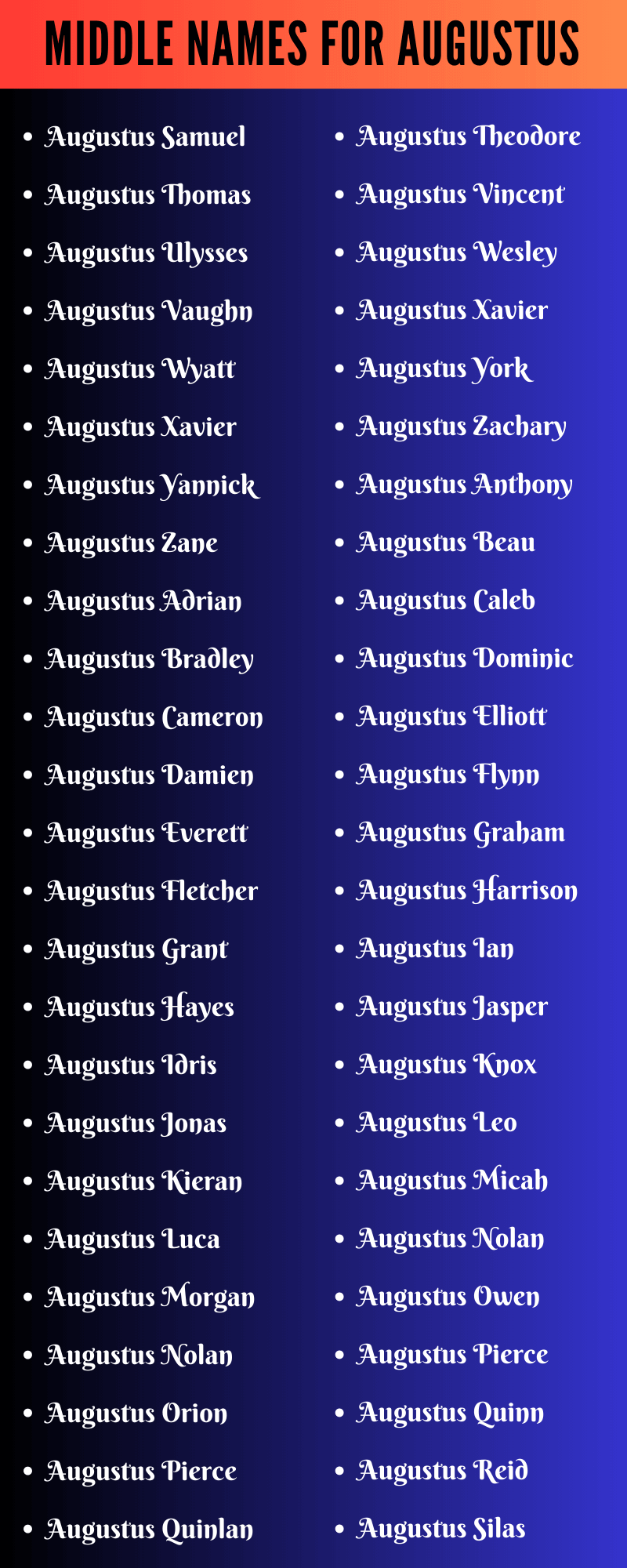 Middle Names For Augustus