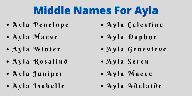400 Creative Middle Names For Ayla