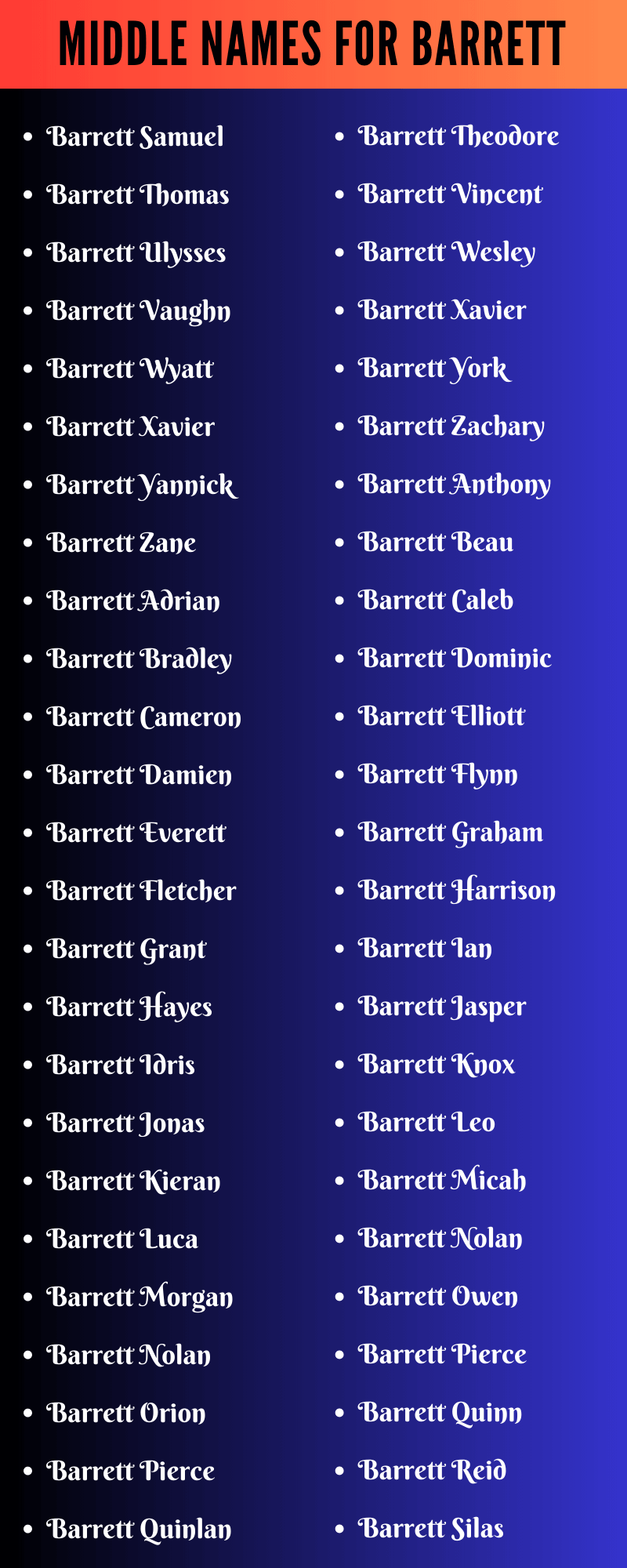 Middle Names For Barrett