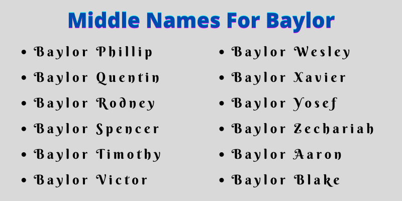 400 Amazing Middle Names For Baylor