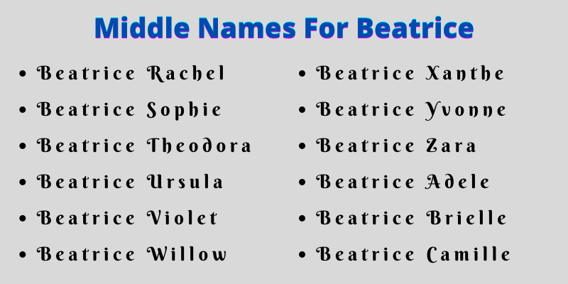 400 Cute Middle Names For Beatrice