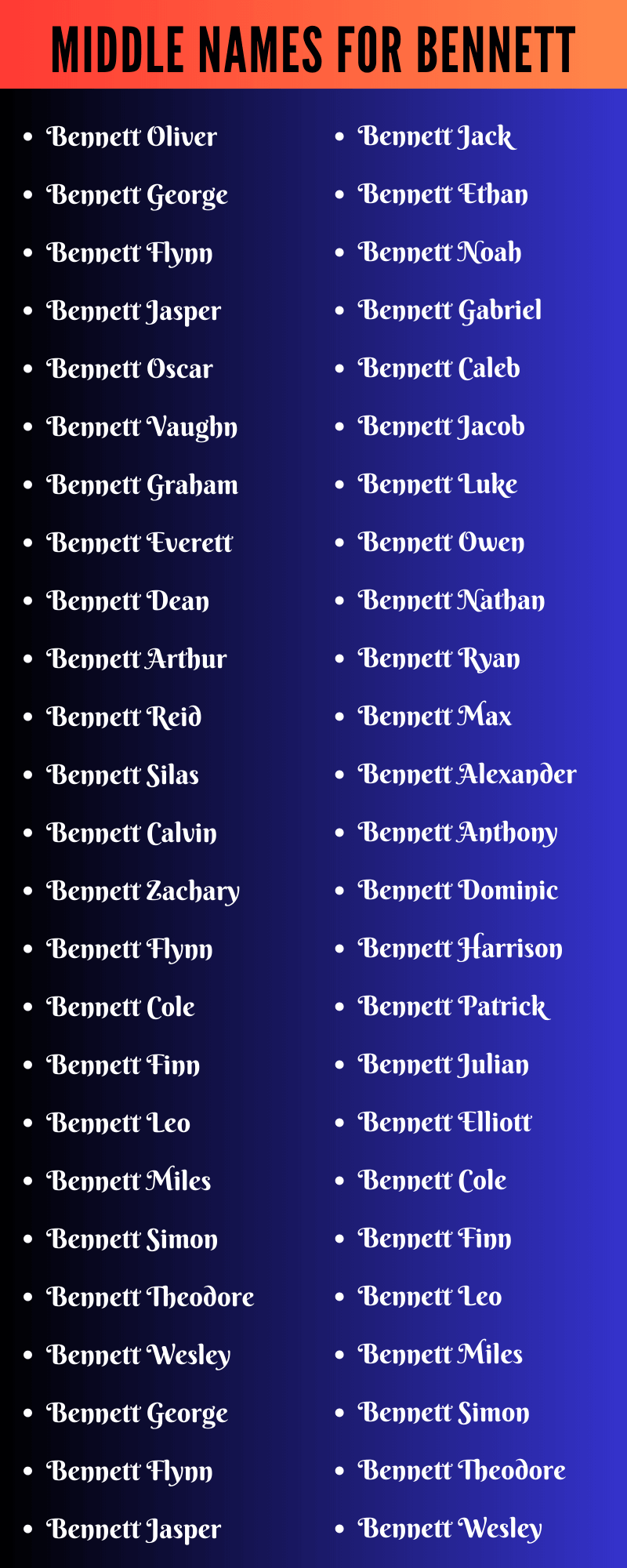 Middle Names For Bennett