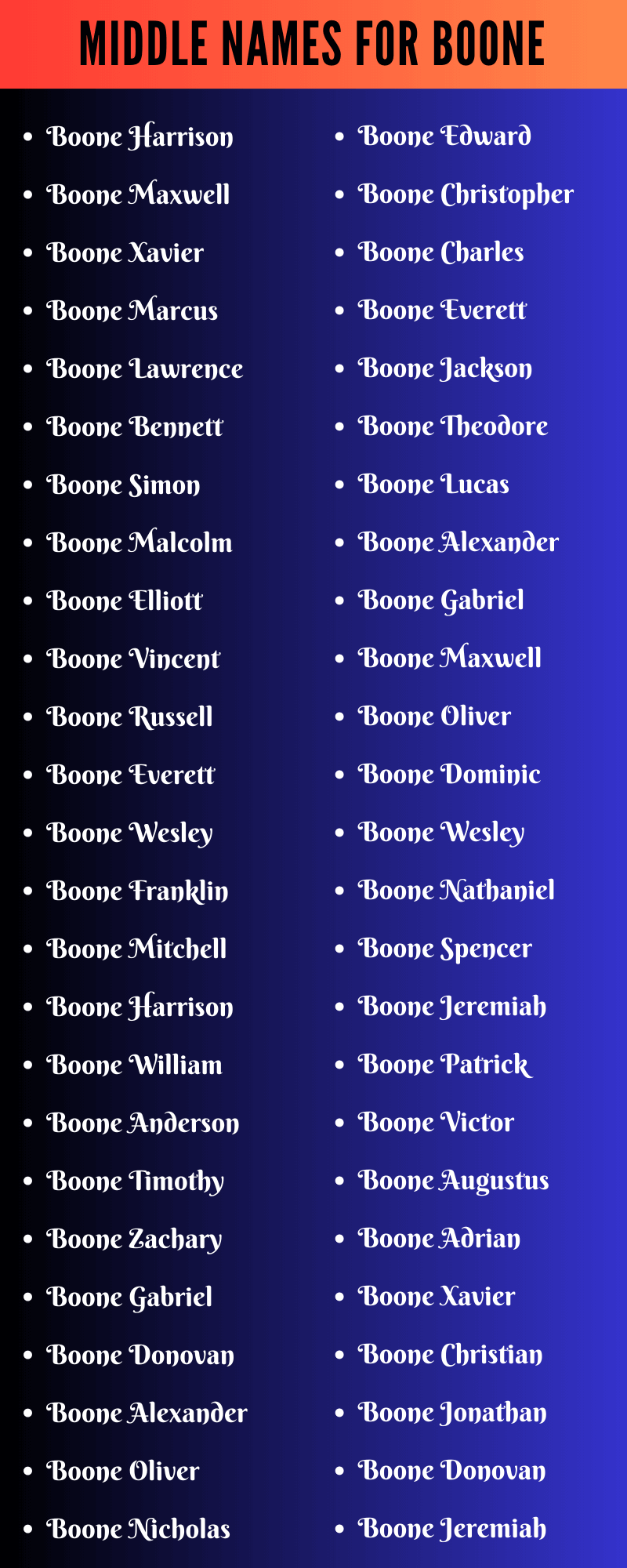 Middle Names For Boone