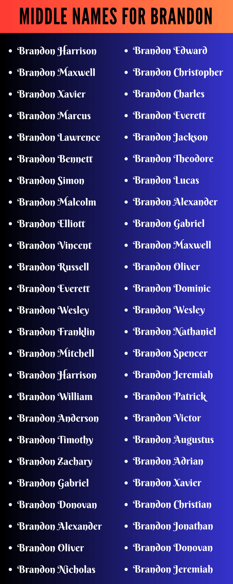 Middle Names For Brandon