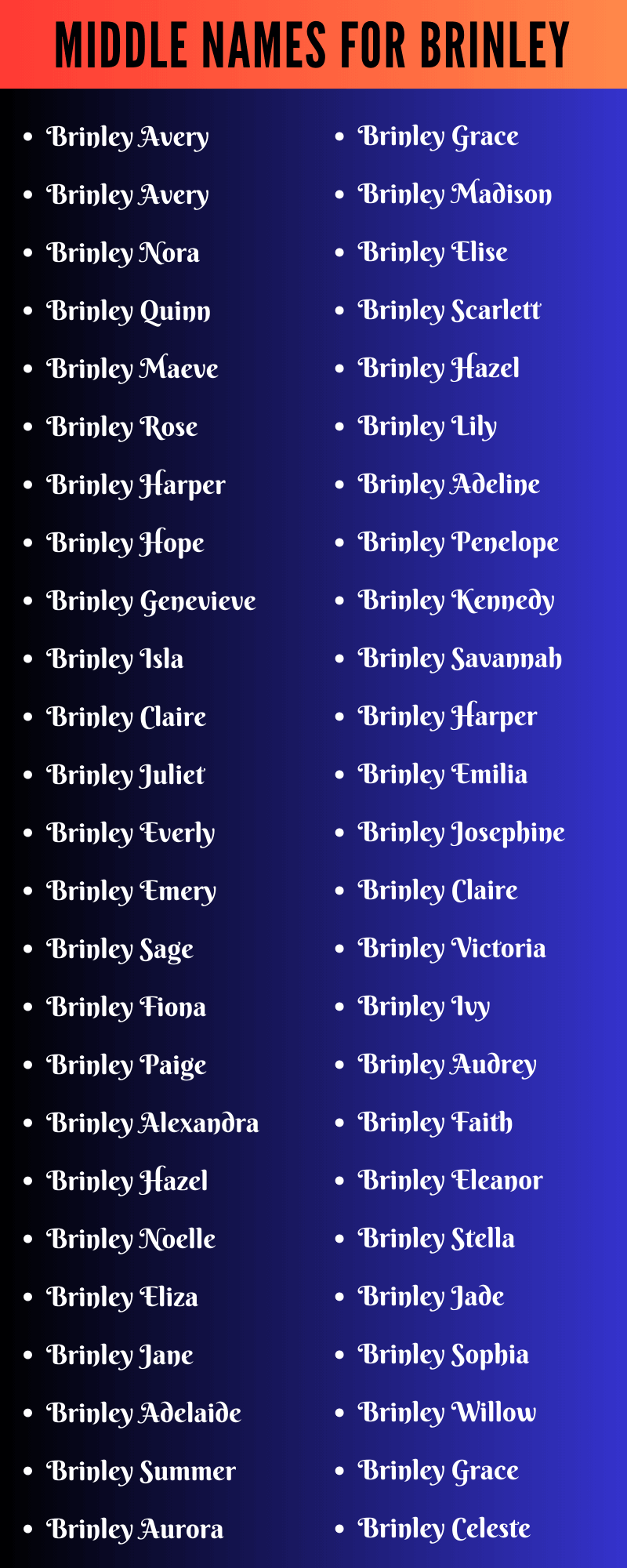 Middle Names For Brinley