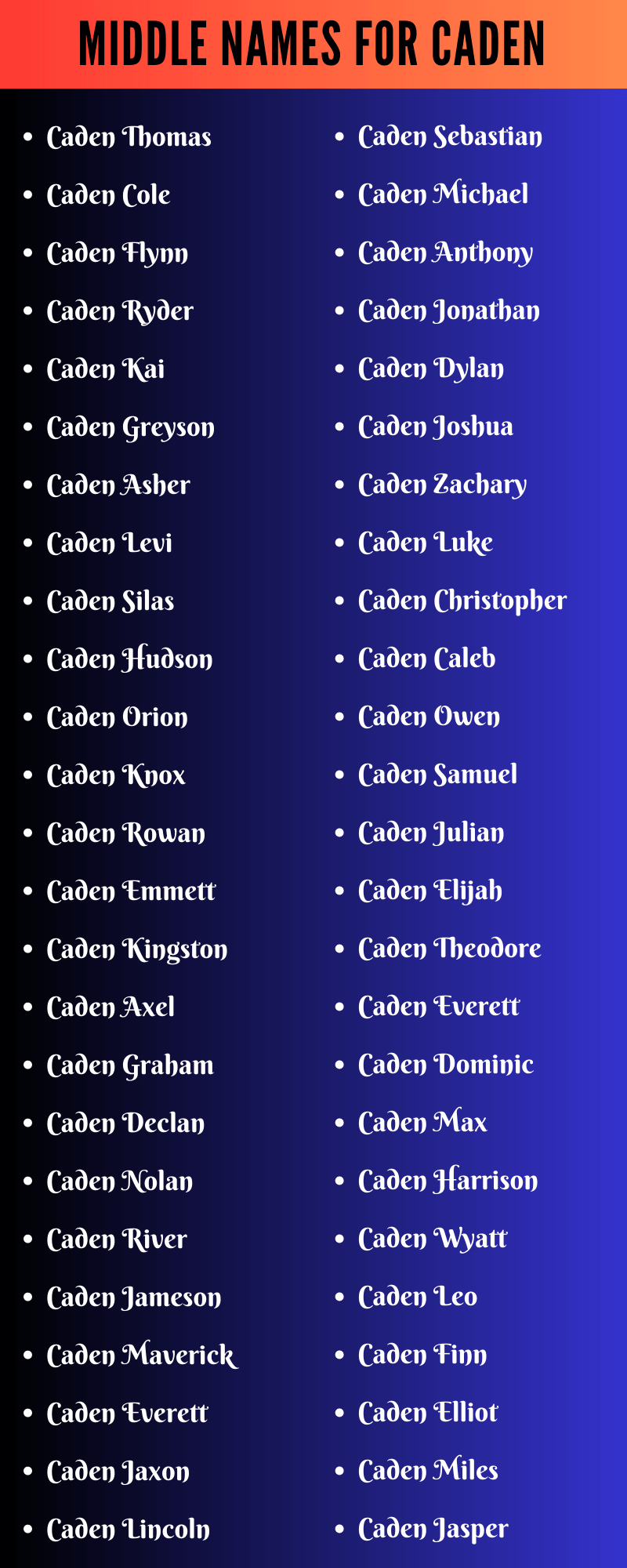 Middle Names For Caden