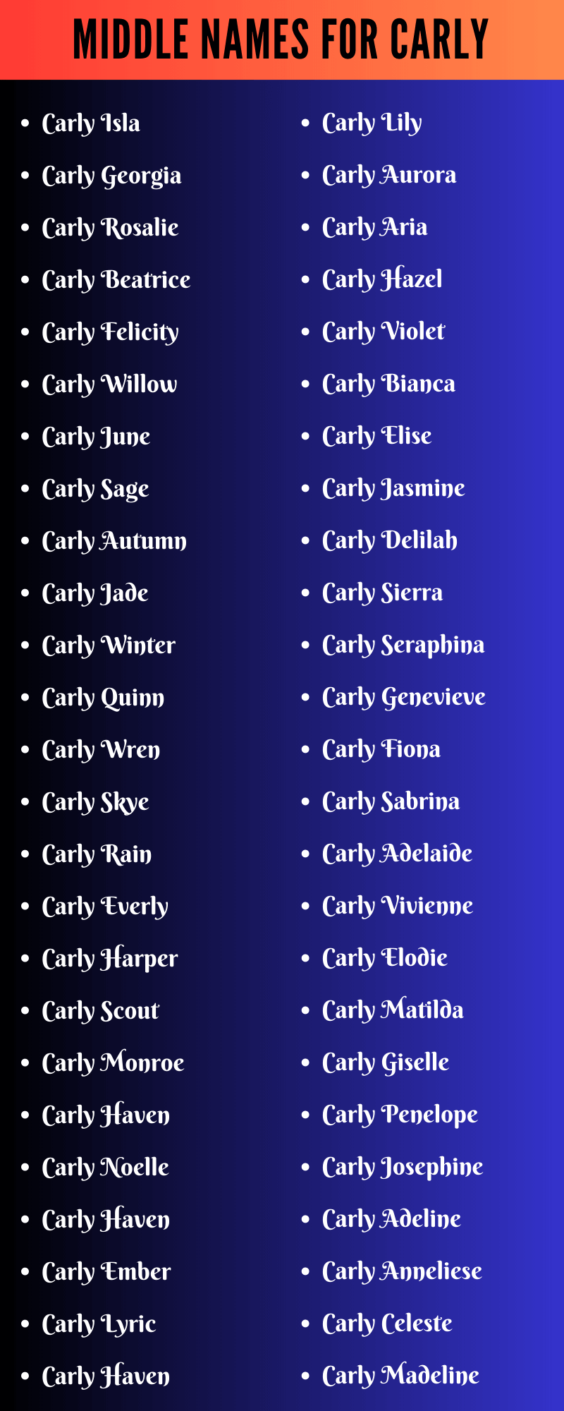 Middle Names For Carly