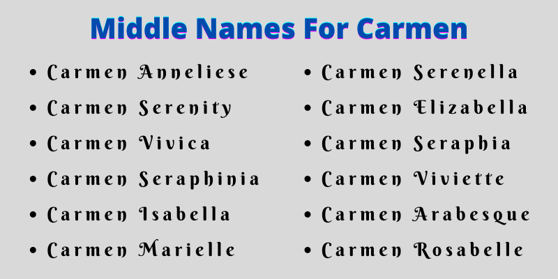 400 Amazing Middle Names For Carmen