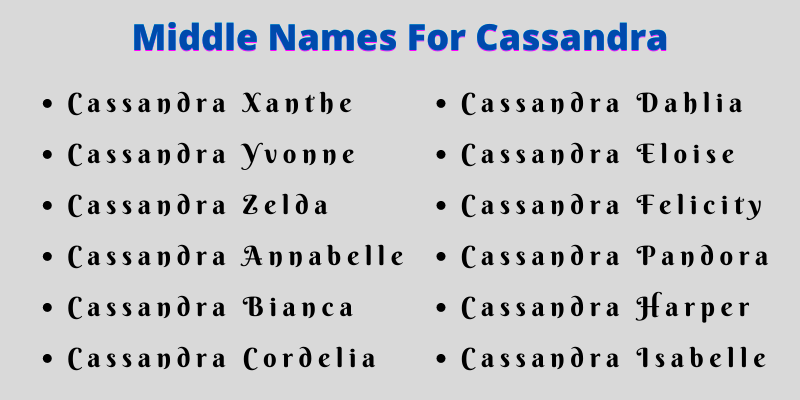 400 Best Middle Names For Cassandra