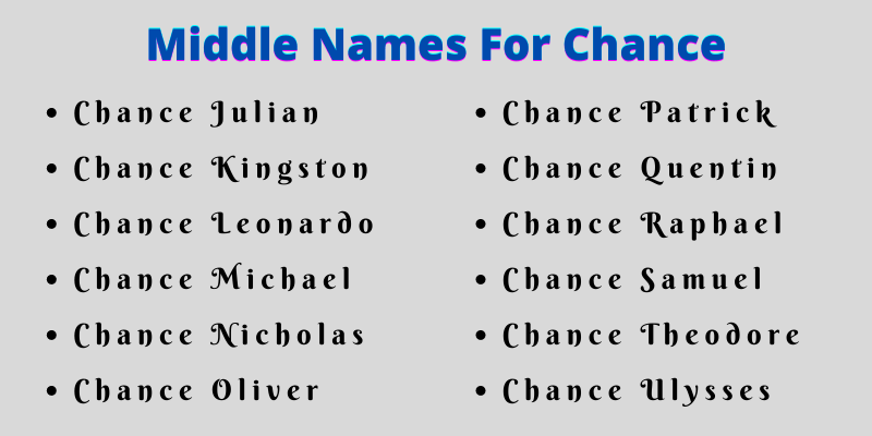 400 Best Middle Names For Chance