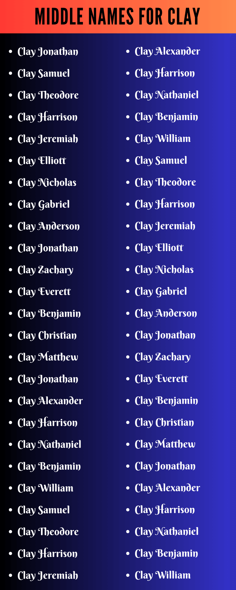 Middle Names For Clay