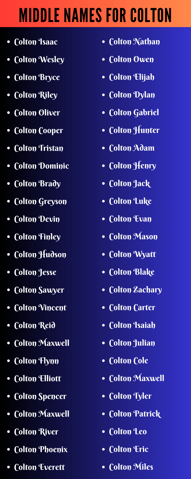 Middle Names For Colton