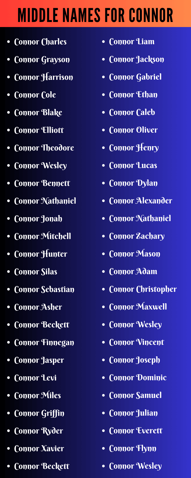 Middle Names For Connor