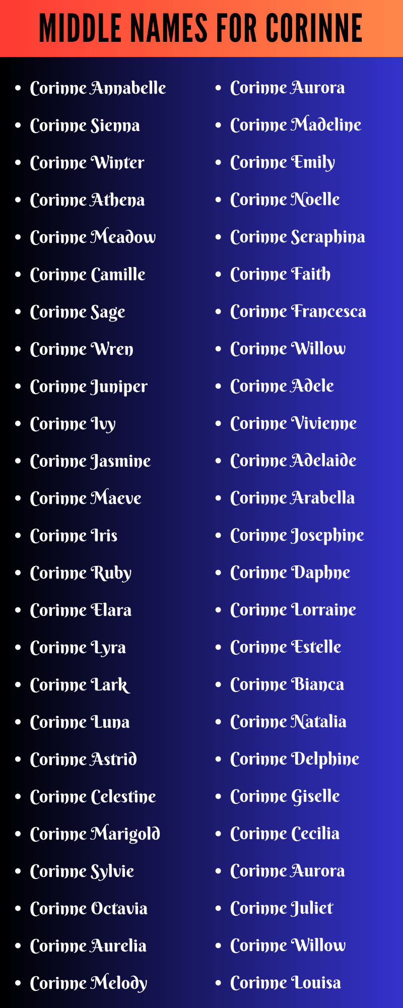 Middle Names For Corinne