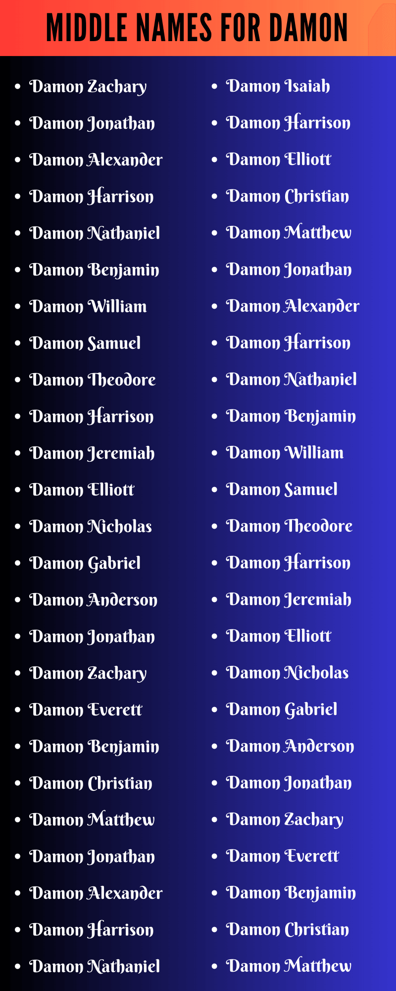 Middle Names For Damon