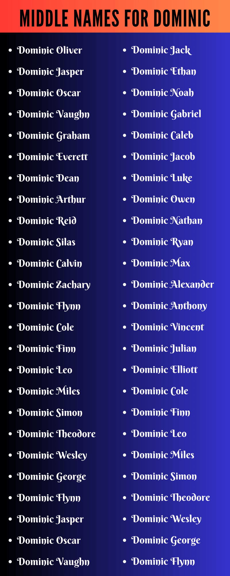Middle Names For Dominic