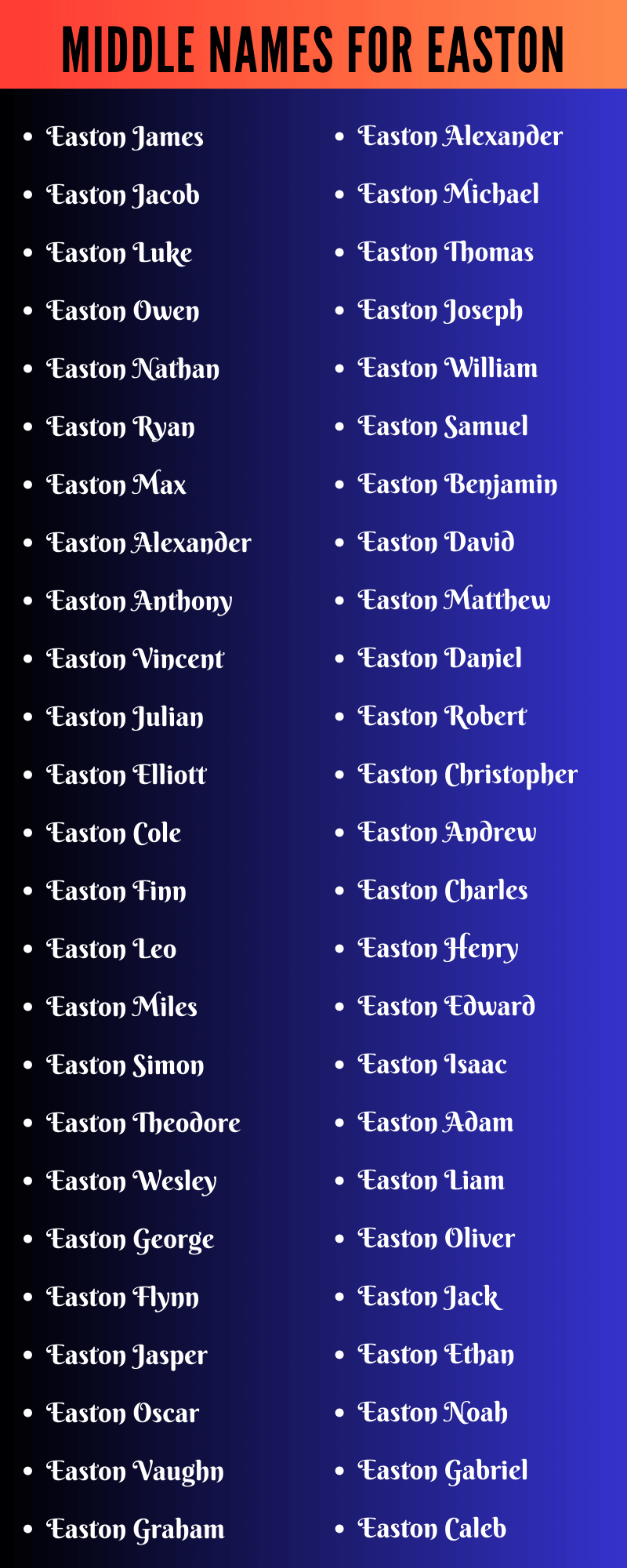 Middle Names For Easton