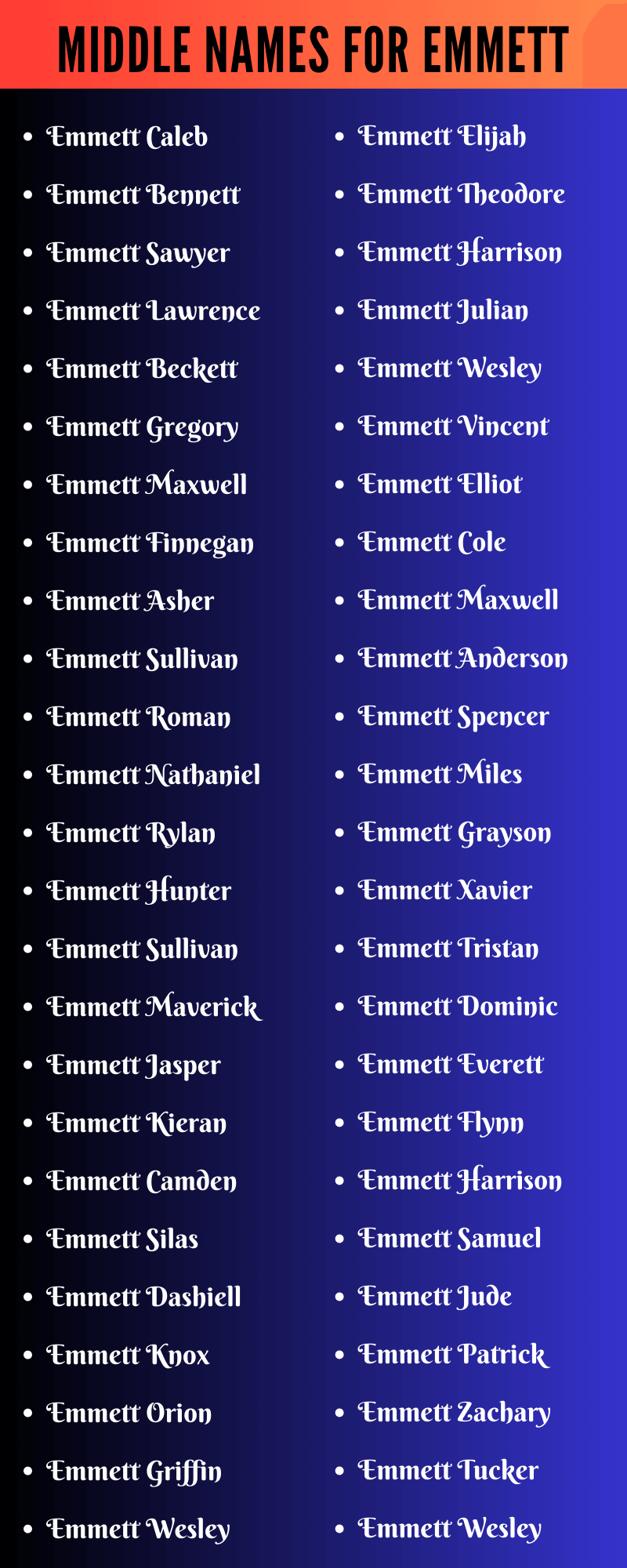 Middle Names For Emmett