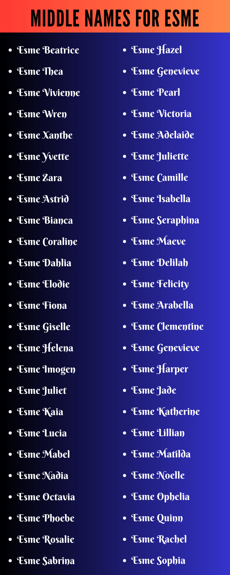 Middle Names For Esme