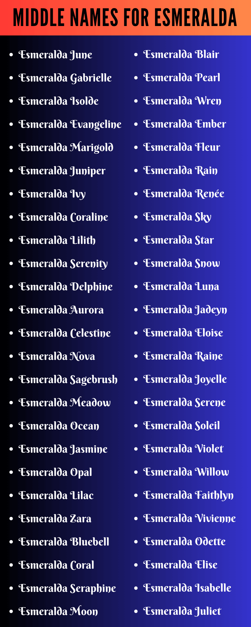 Middle Names For Esmeralda