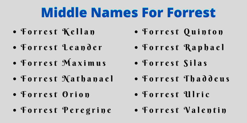 400 Amazing Middle Names For Forrest
