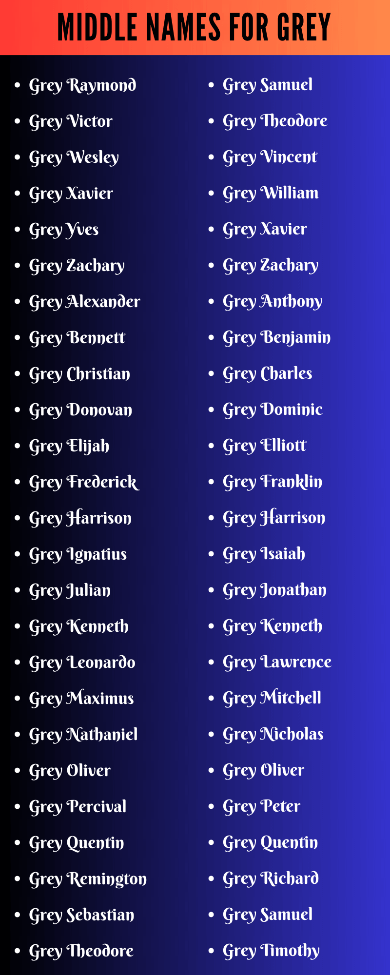 Middle Names For Grey