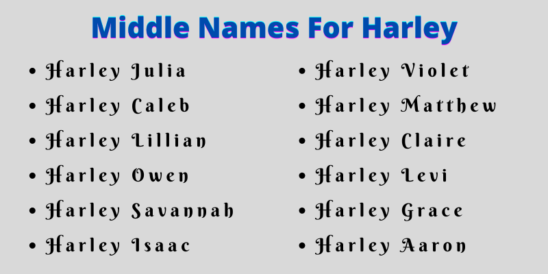 400 Cute Middle Names For Harley
