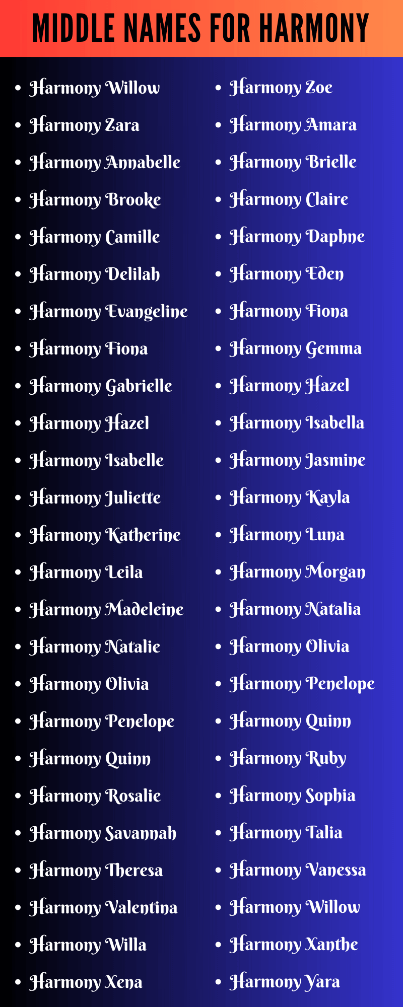 Middle Names For Harmony