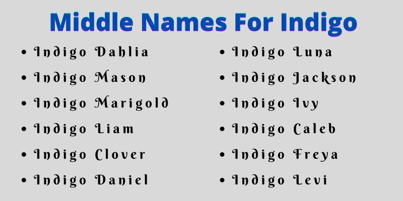 400 Middle Names For Indigo