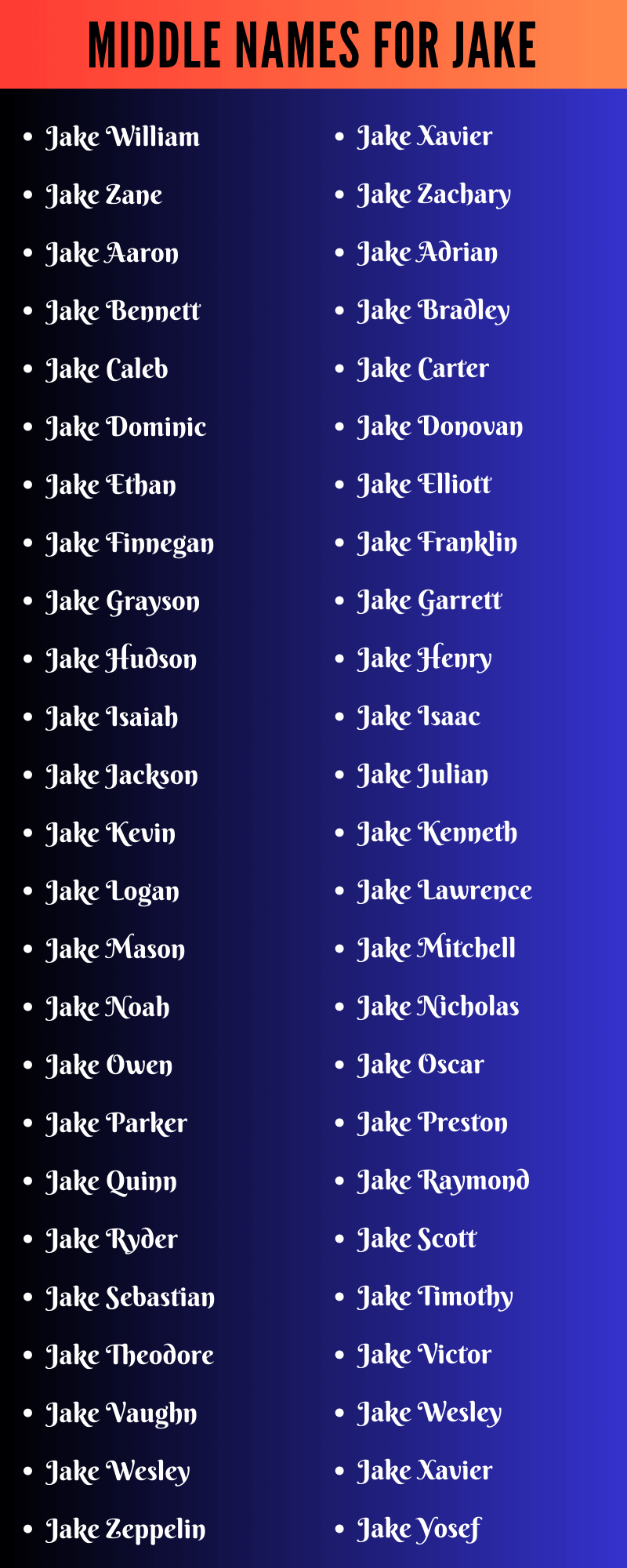 Middle Names For Jake