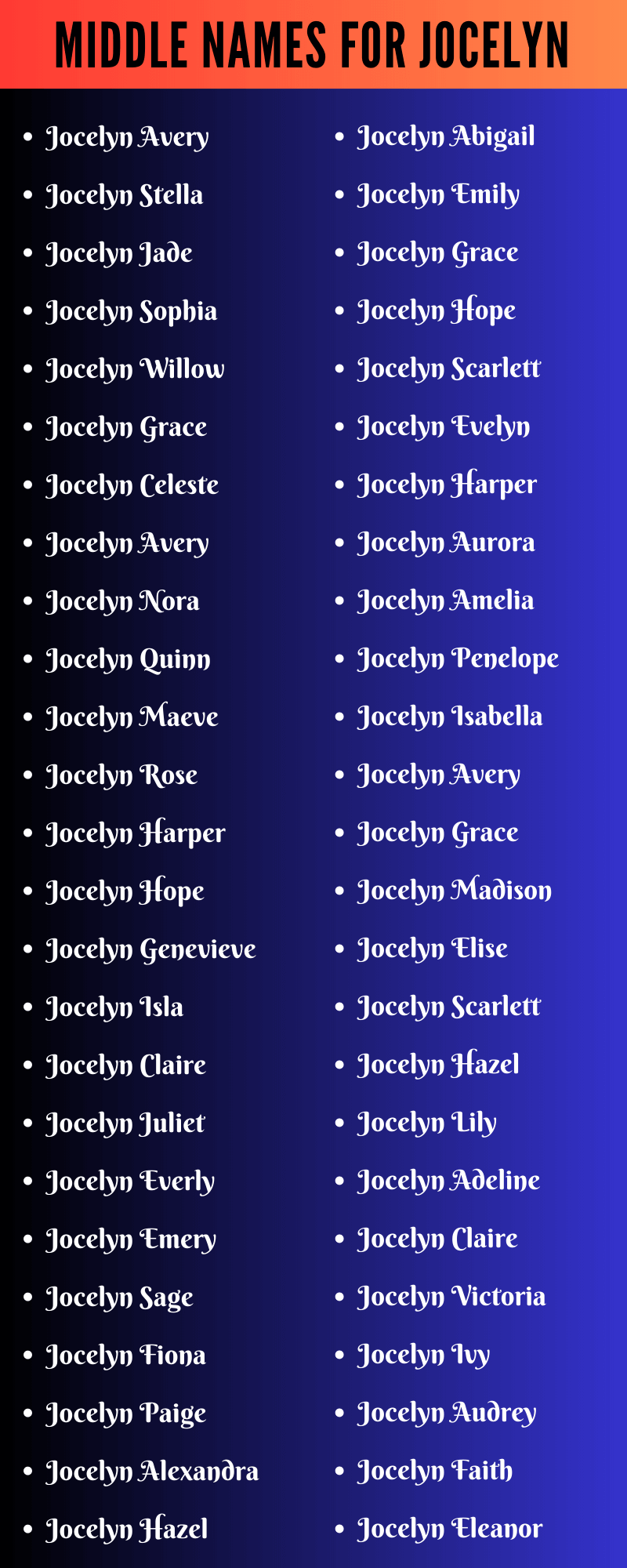 Middle Names For Jocelyn