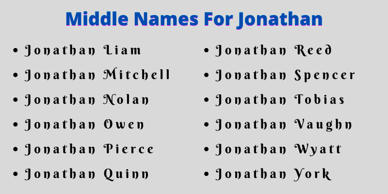400 Best Middle Names For Jonathan