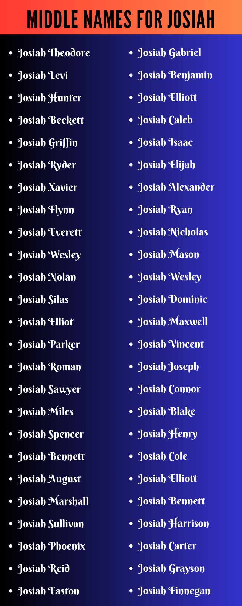 Middle Names For Josiah