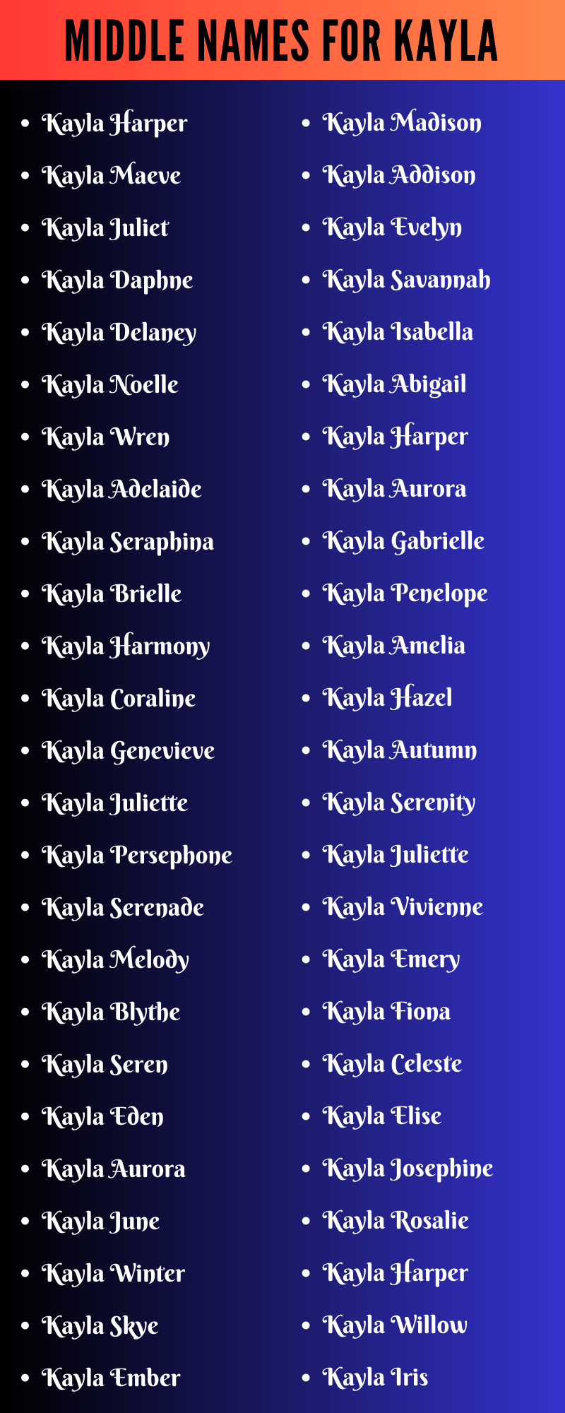 Middle Names For Kayla