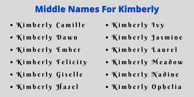 400 Amazing Middle Names For Kimberly