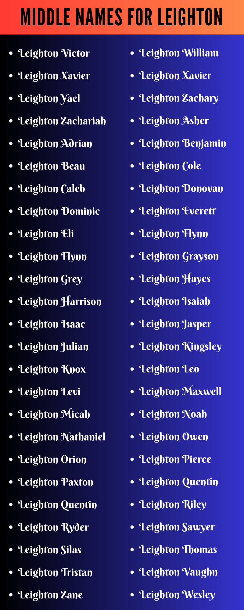 Middle Names For Leighton