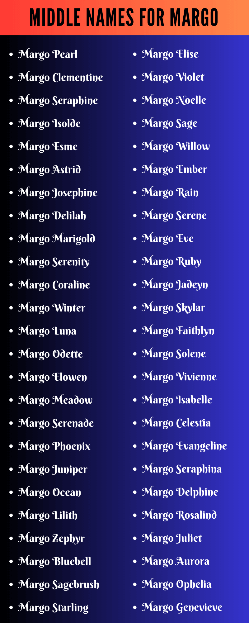 Middle Names For Margo