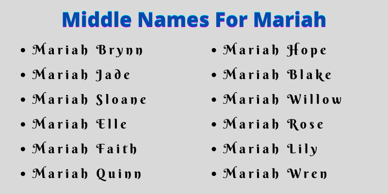 400 Classy Middle Names For Mariah