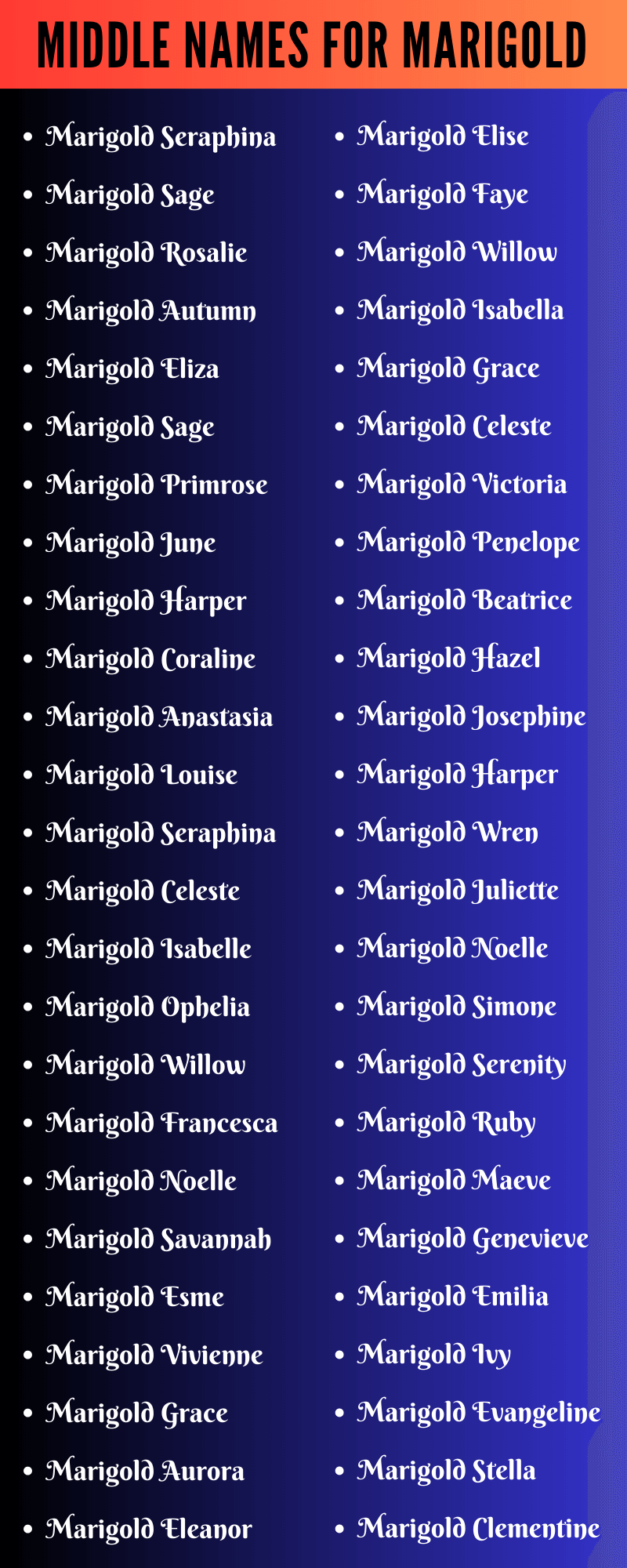 Middle Names For Marigold