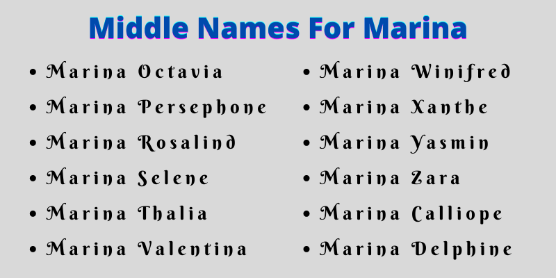 400 Best Middle Names For Marina