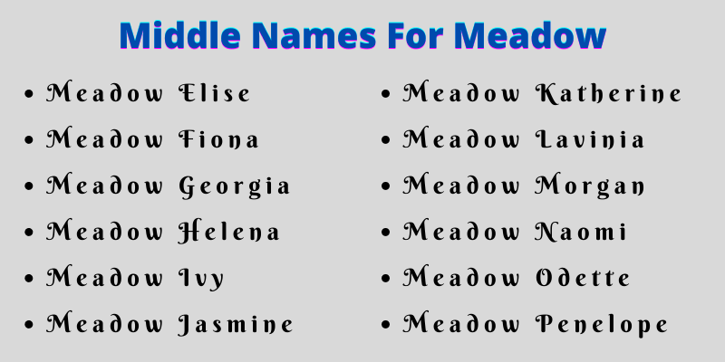 400 Cute Middle Names For Meadow
