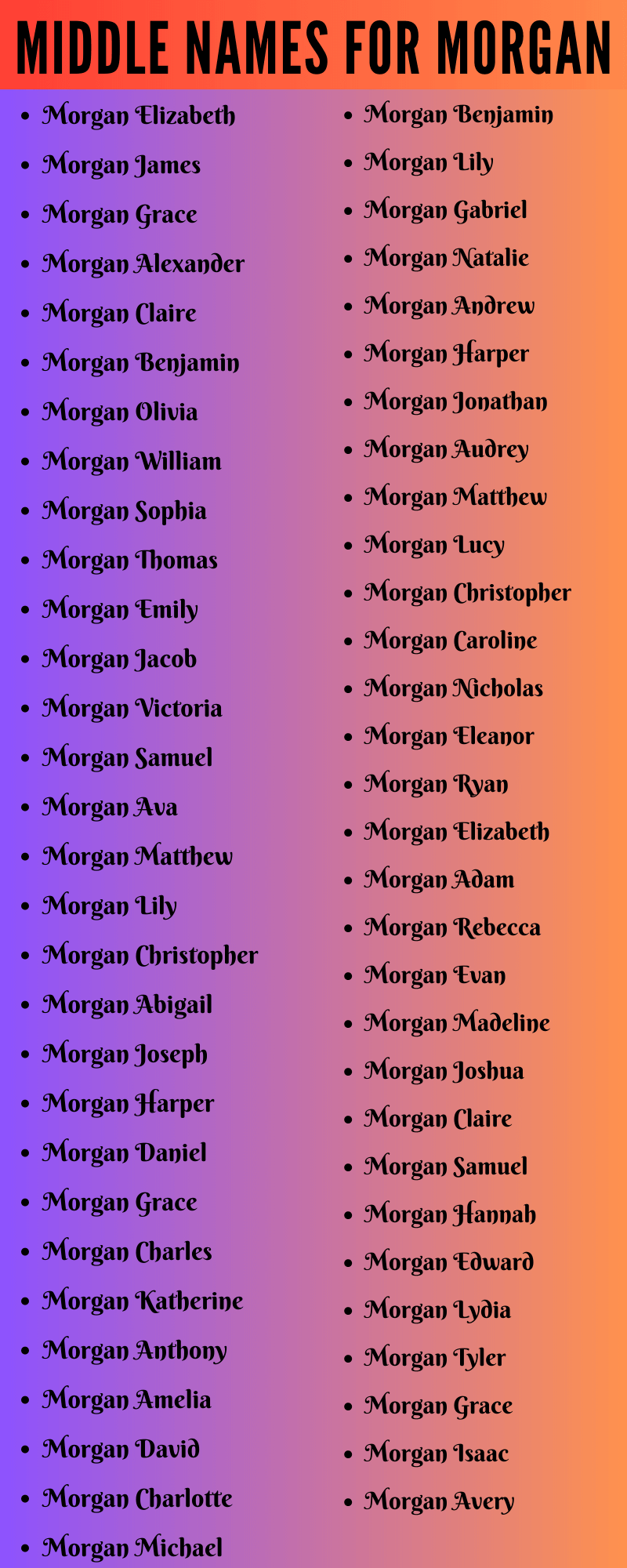 400 Best Middle Names For Morgan