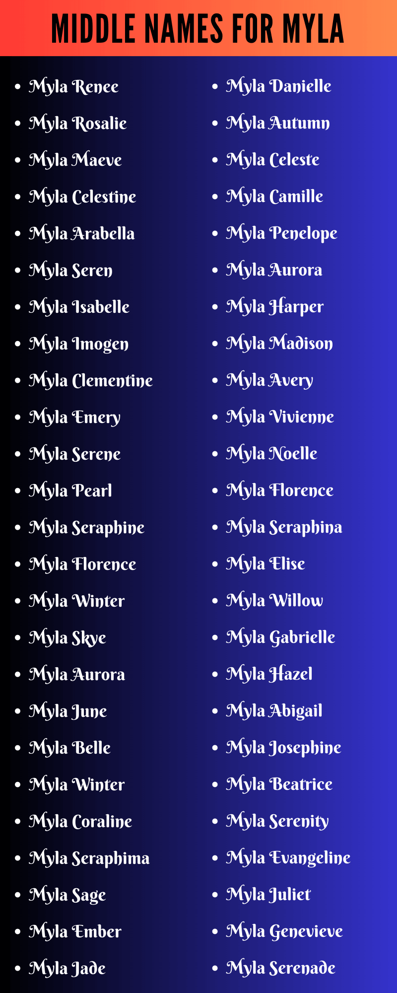 Middle Names For Myla